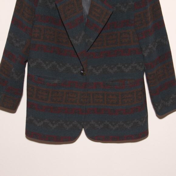 Vintage Braetan Wool Blend Blazer Coatigan Size L Southwestern Geometric - Picture 3 of 10